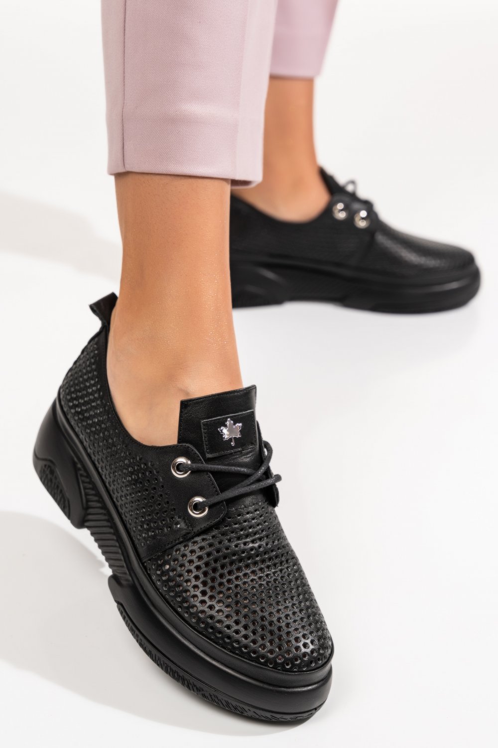 PANTOFI SPORT NEGRI PIELE NATURALA 2PC027