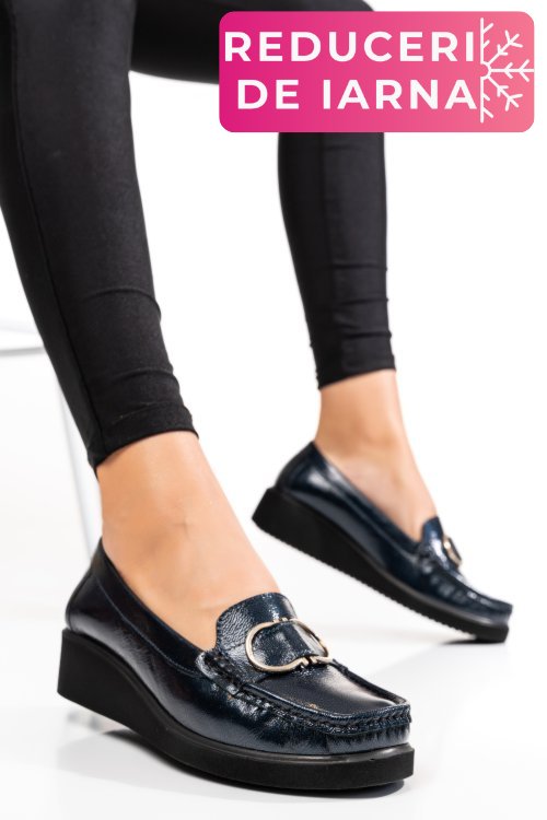 Espadrile bleumarin piele naturala lacuita 7pc45