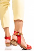 SANDALE ROSII PIELE NATURALA 4PC88