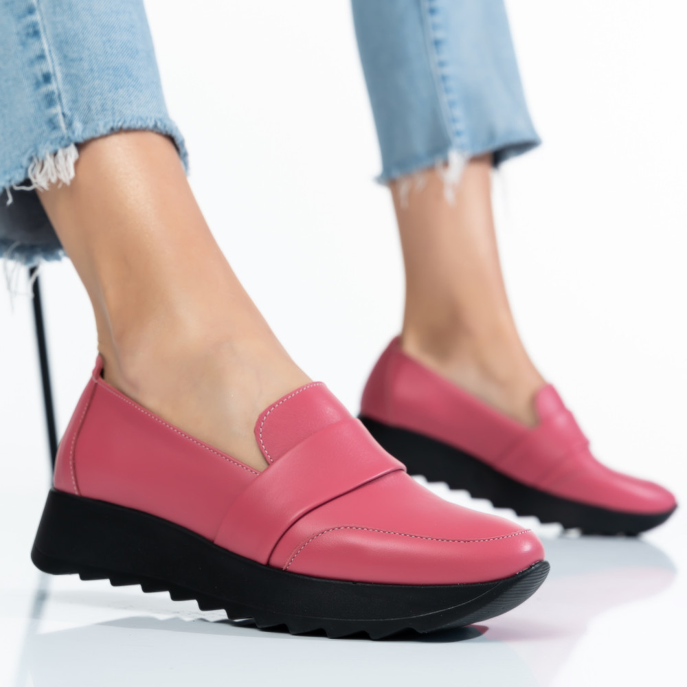 MOCASINI ROZ TALPA NEAGRA PIELE NATURALA 2PC022