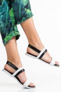 SANDALE NEGRU ALB PIELE NATURALA 6SP11015FBRD
