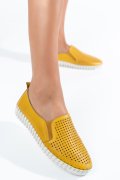 ESPADRILE GALBENE PIELE NATURALA BIANCA
