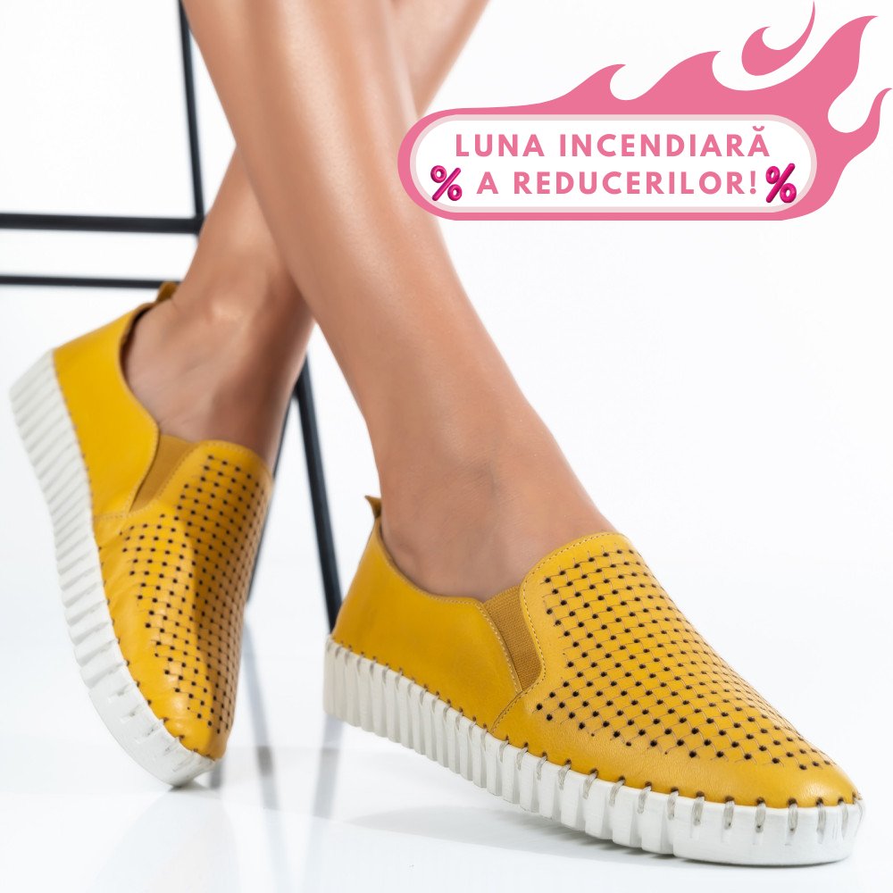 ESPADRILE GALBENE PIELE NATURALA BIANCA