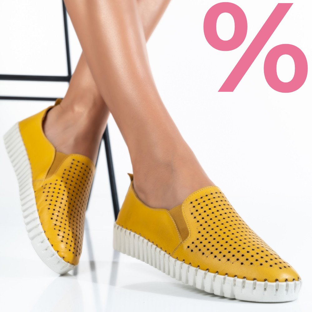 ESPADRILE GALBENE PIELE NATURALA BIANCA