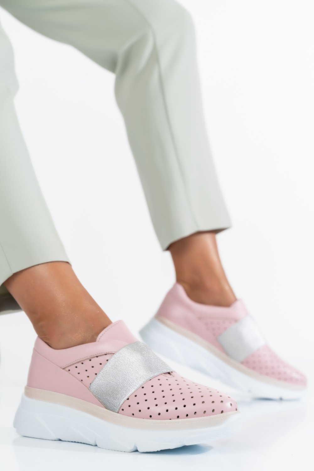 PANTOFI SPORT ROZ PIELE NATURALA TAYA