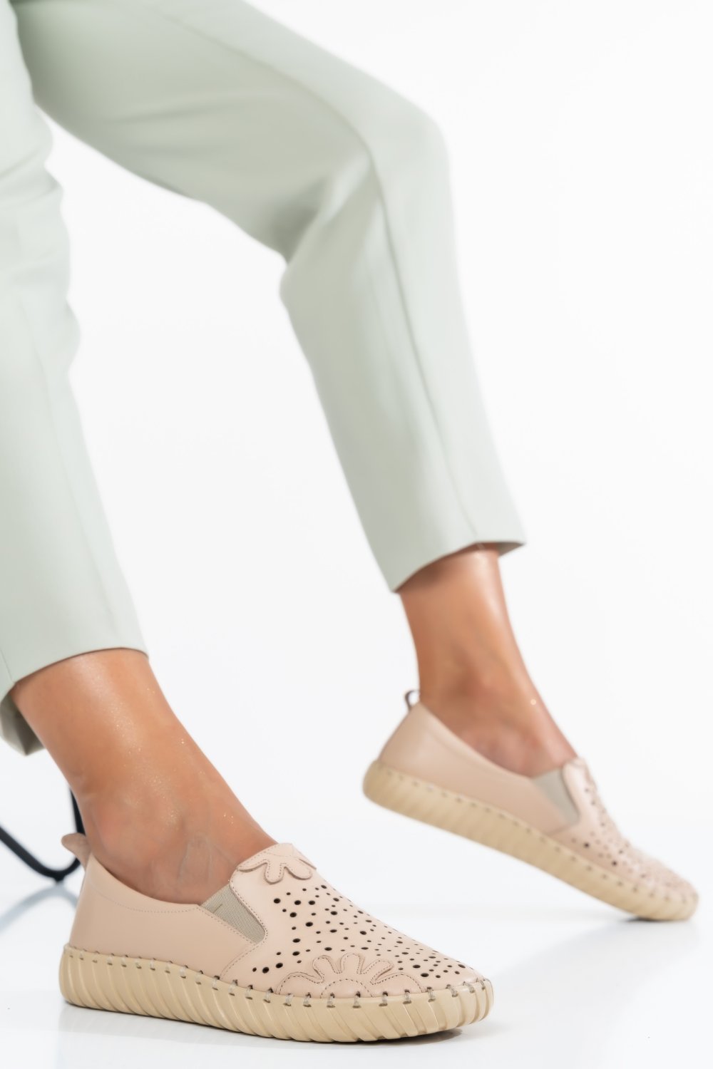 ESPADRILE BEJ PIELE NATURALA 5PC56