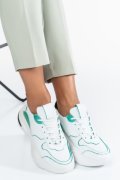 PANTOFI SPORT ALB VERDE PIELE NATURALA 2S7711611