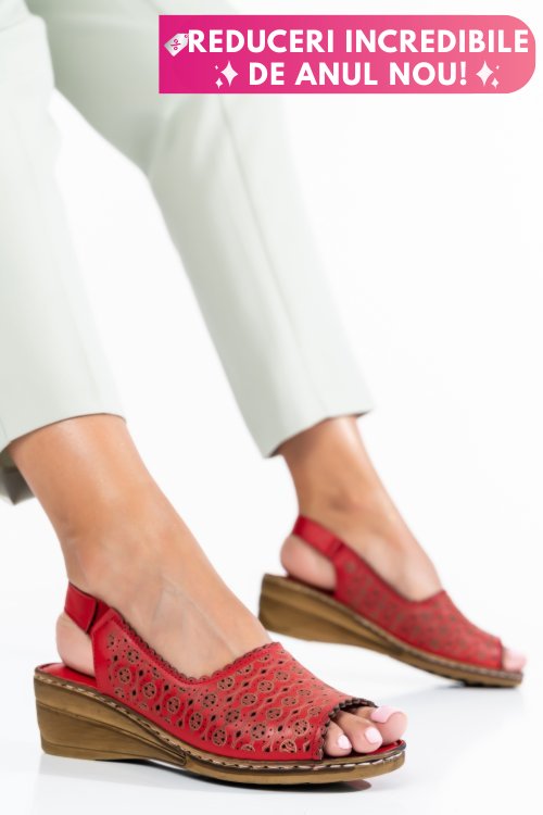 Sandale rosii piele naturala 1pc009