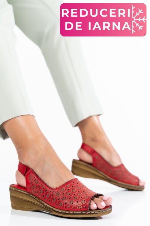 Sandale rosii piele naturala 1pc009