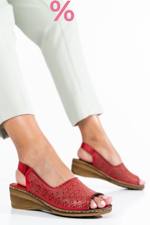 Sandale rosii piele naturala 1pc009