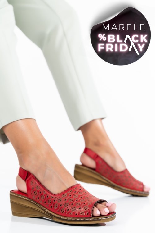 Sandale rosii piele naturala 1pc009