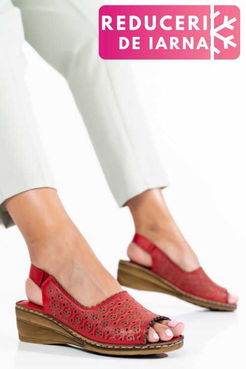 Sandale rosii piele naturala 1pc009