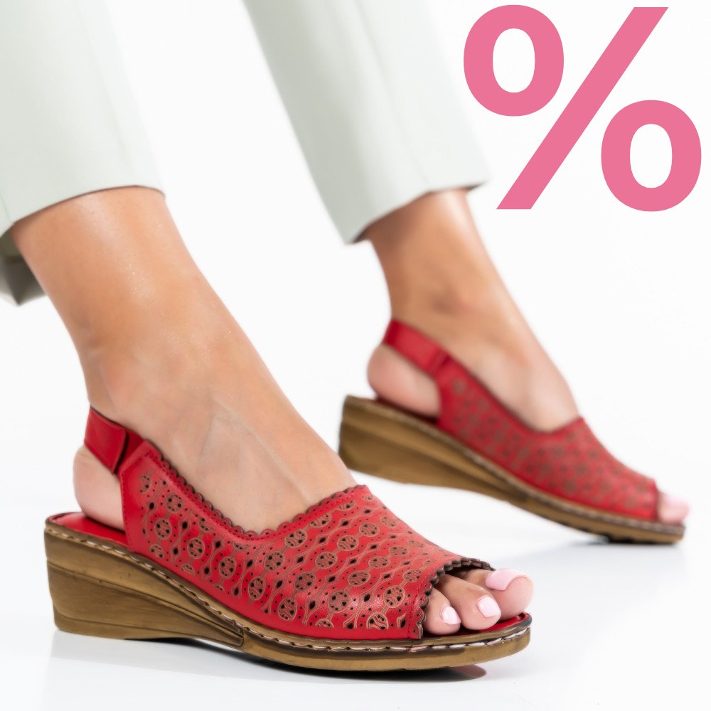 SANDALE ROSII PIELE NATURALA 1PC009