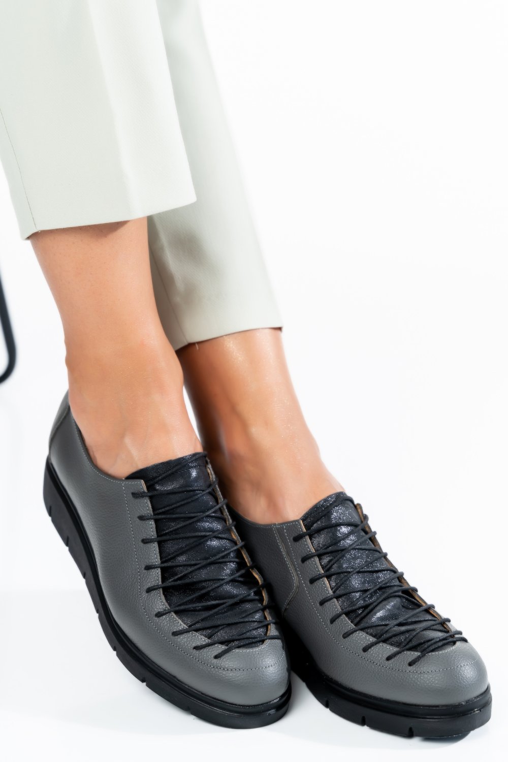 PANTOFI ALL GREY PIELE NATURALA 2PC035