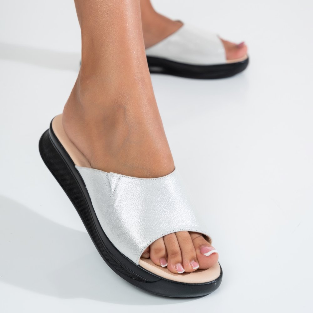 PAPUCI ARGINTII SIDEF PIELE NATURALA 1PC17