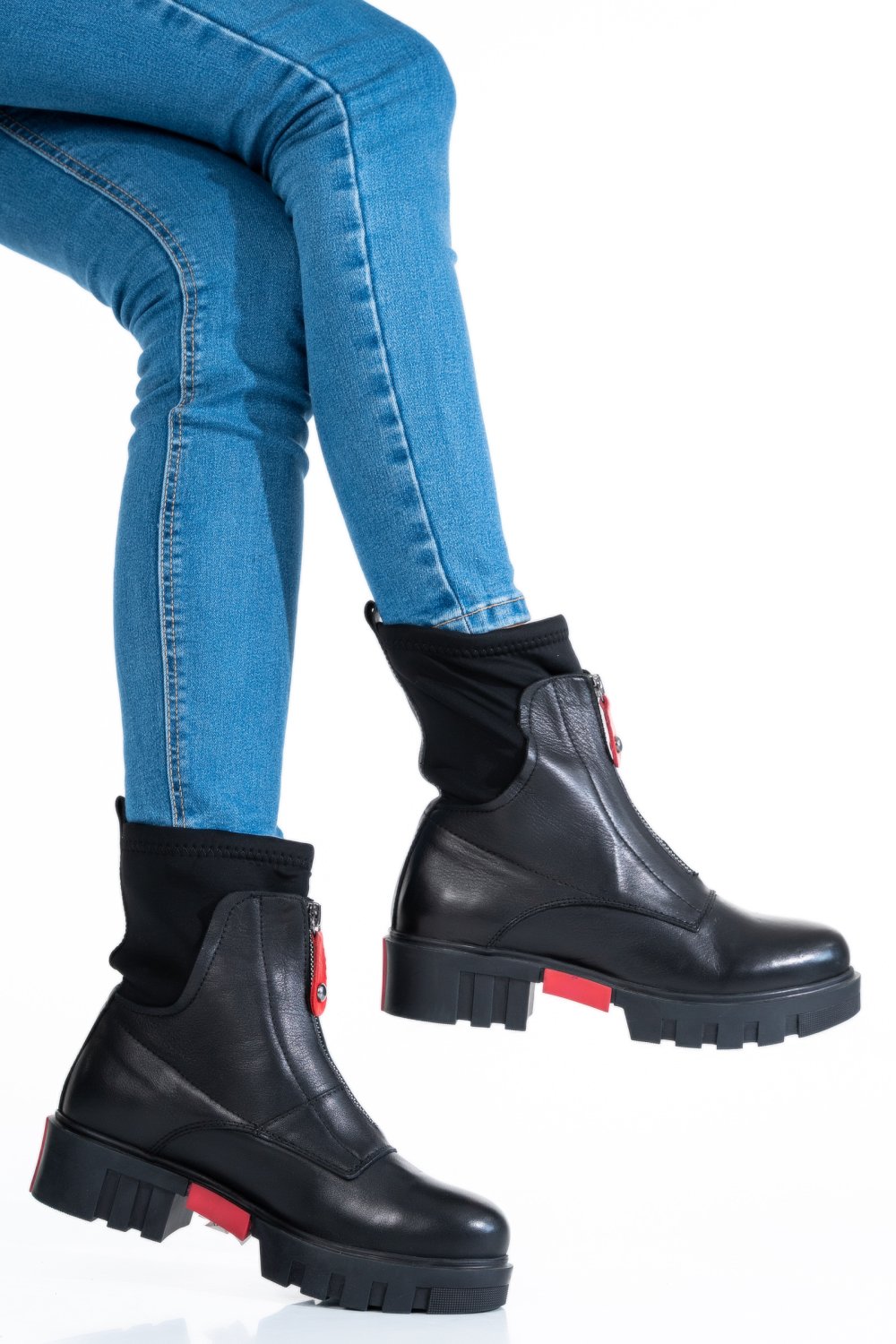 GHETE NEGRE PIELE NATURALA 9PC300