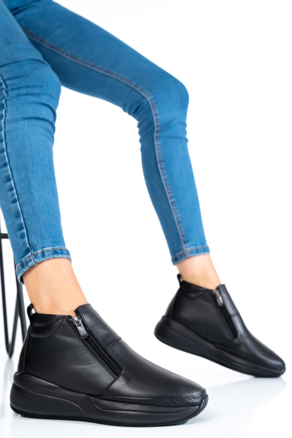 GHETE NEGRE PIELE NATURALA 1001