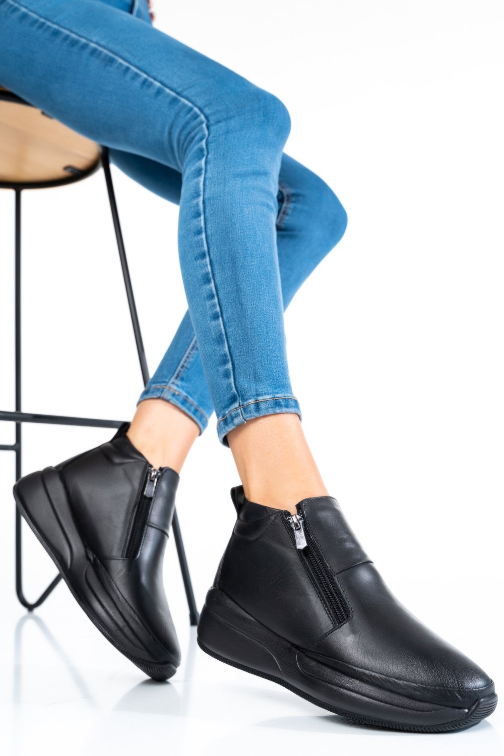 GHETE NEGRE PIELE NATURALA 1001