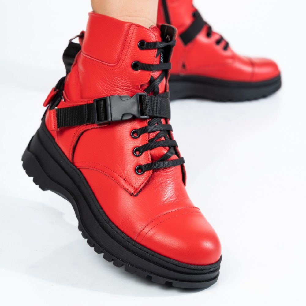GHETE ROSII PIELE NATURALA 2PC002