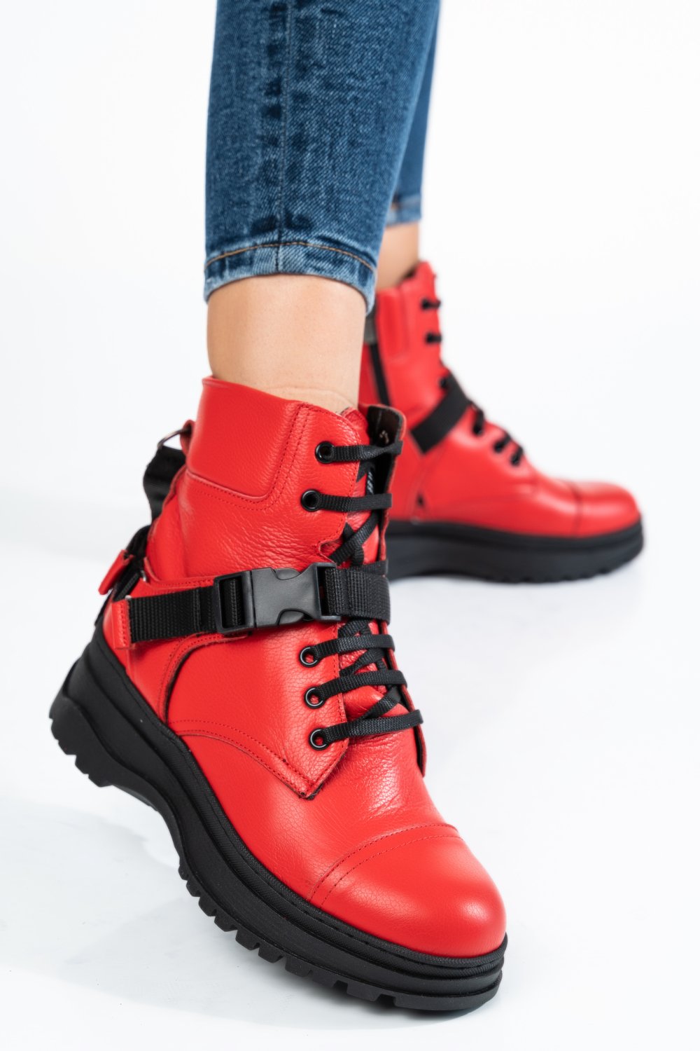 GHETE ROSII PIELE NATURALA 2PC002
