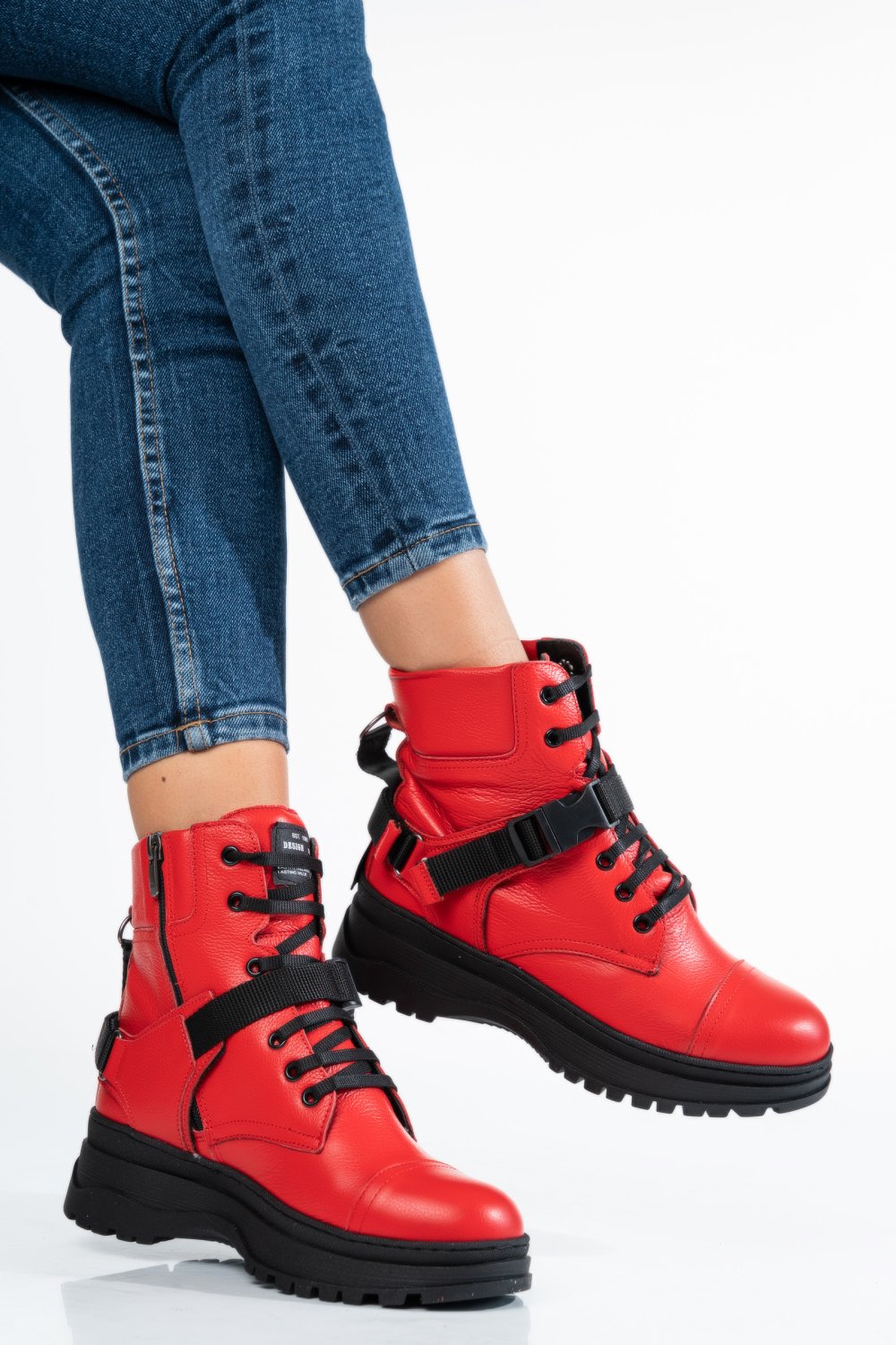 GHETE ROSII PIELE NATURALA 2PC002