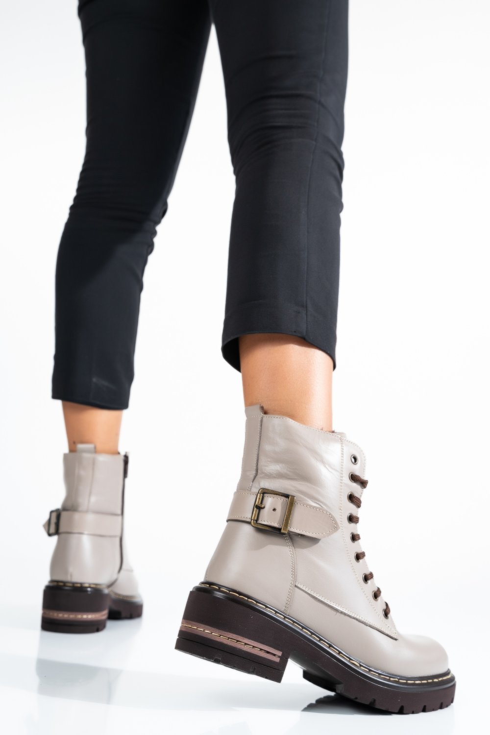 GHETE BEJ PIELE NATURALA 1PC92897NP