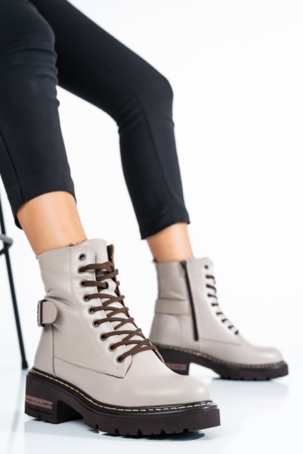 GHETE BEJ PIELE NATURALA 1PC92897NP