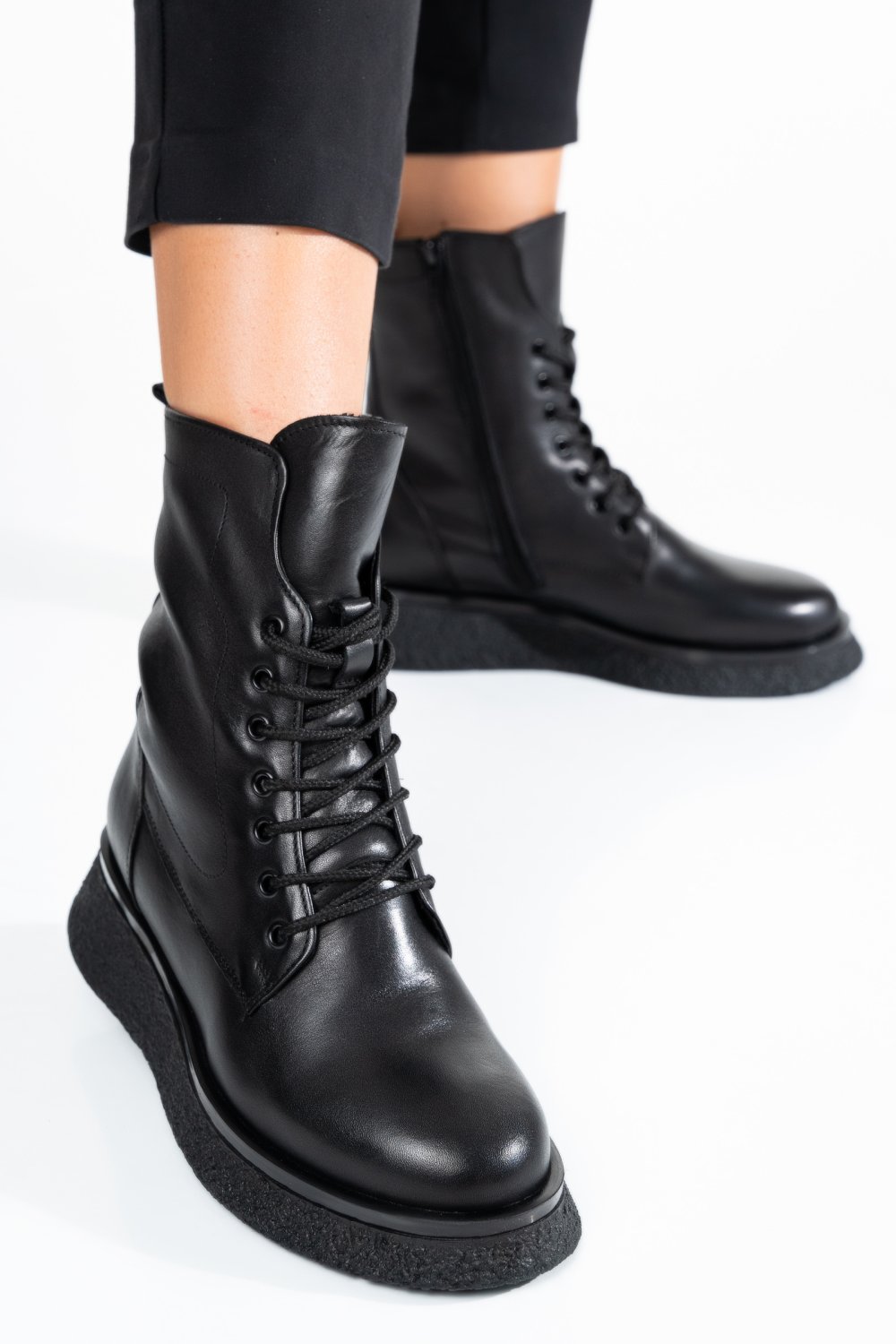 GHETE NEGRE PIELE NATURALA 2PC22833NP