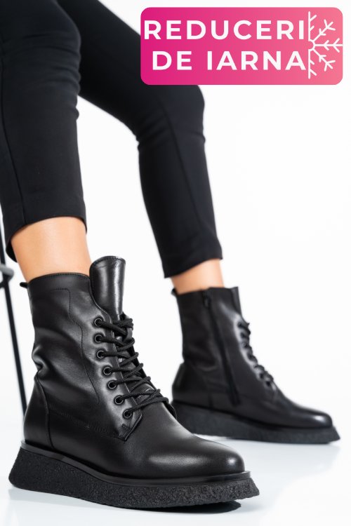 Ghete negre piele naturala 2pc22833np