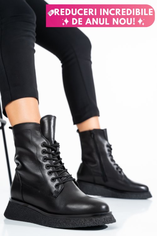 Ghete negre piele naturala 2pc22833np