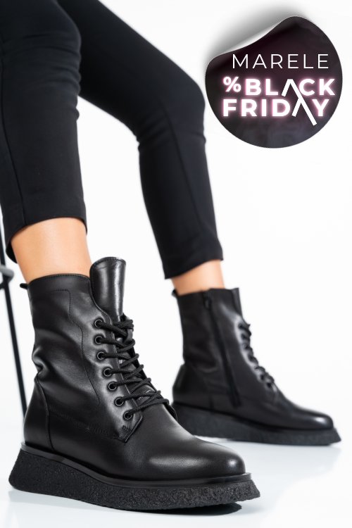 Ghete negre piele naturala 2pc22833np