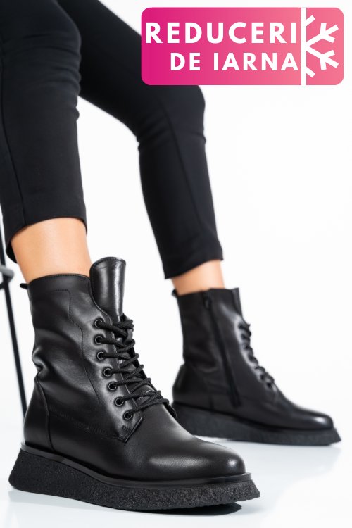 Ghete negre piele naturala 2pc22833np