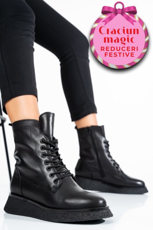 Ghete negre piele naturala 2pc22833np