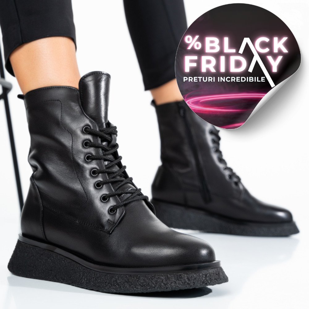 GHETE NEGRE PIELE NATURALA 2PC22833NP