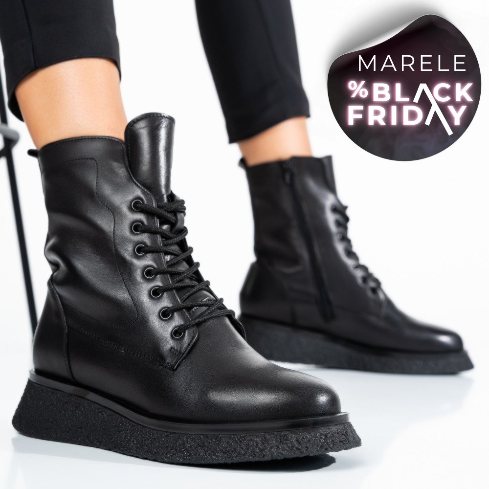 GHETE NEGRE PIELE NATURALA 2PC22833NP