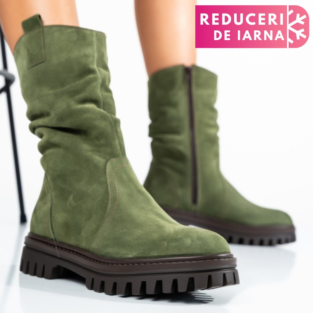 CIZME VERZI PIELE NATURALA INTOARSA 222848SP