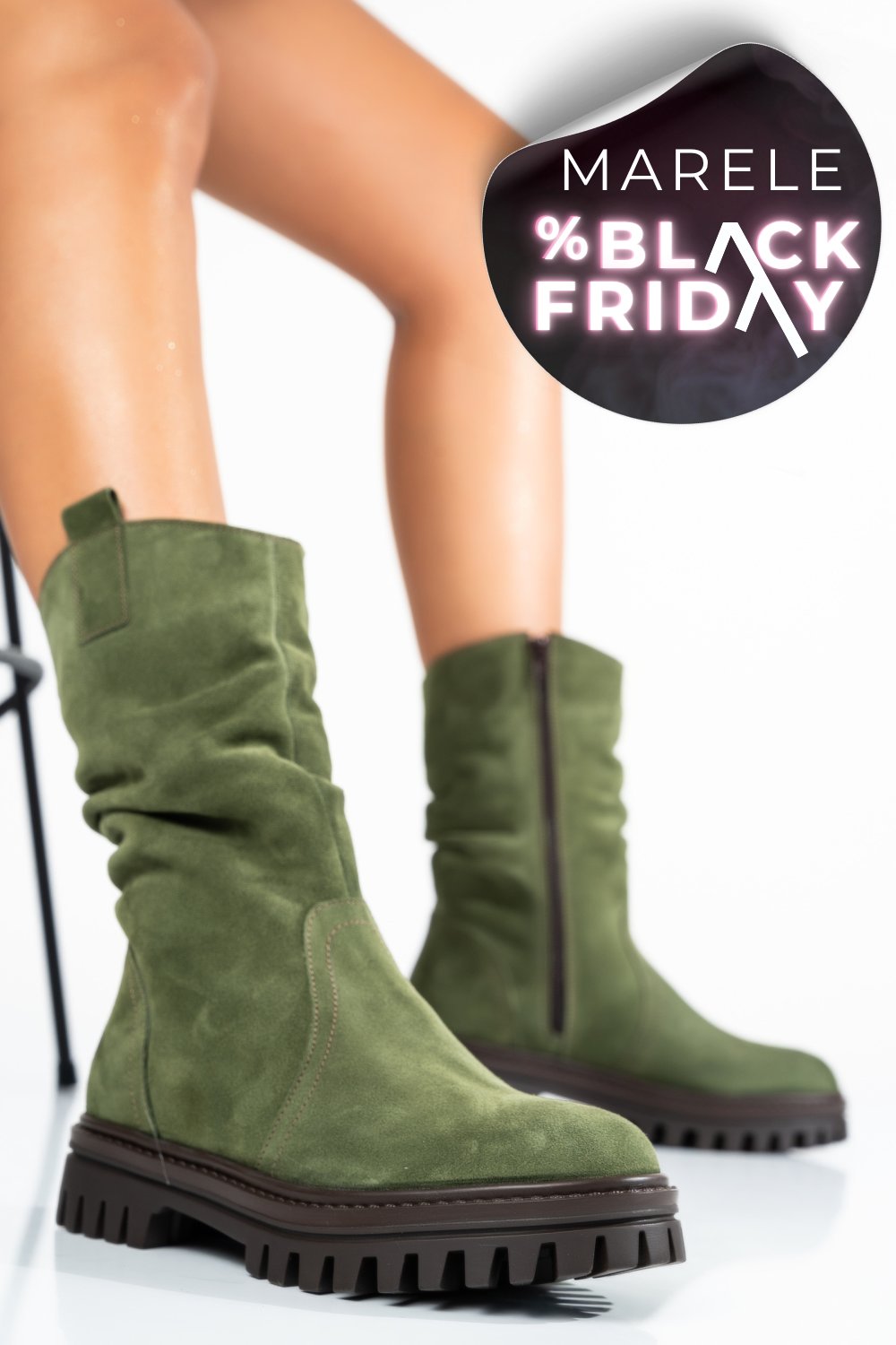 CIZME VERZI PIELE NATURALA INTOARSA 222848SP