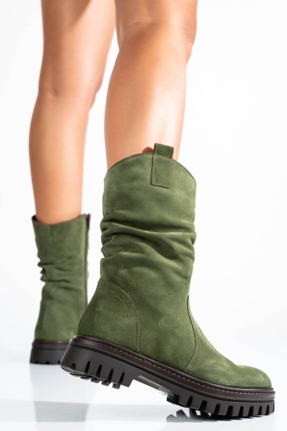 CIZME VERZI PIELE NATURALA INTOARSA 222848SP