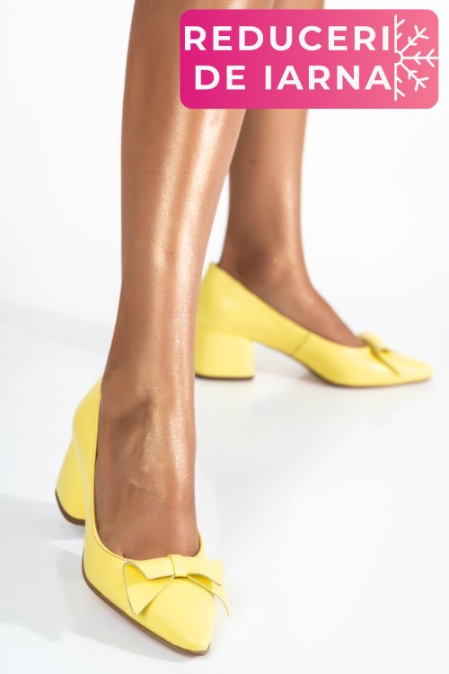 Pantofi galbeni piele naturala 1pc455