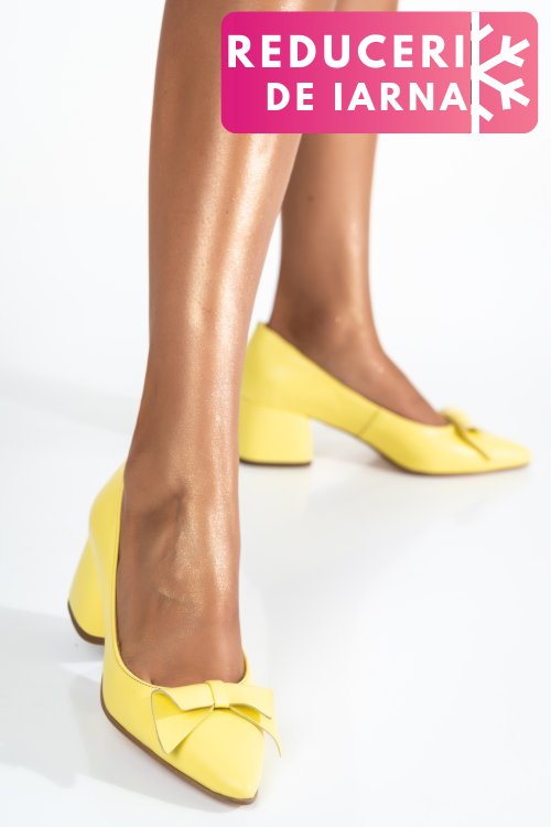Pantofi galbeni piele naturala 1pc455