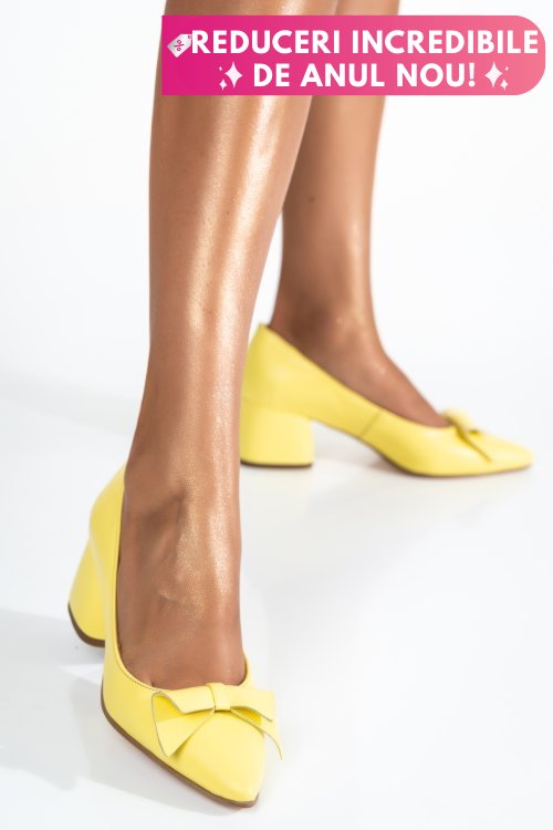 Pantofi galbeni piele naturala 1pc455