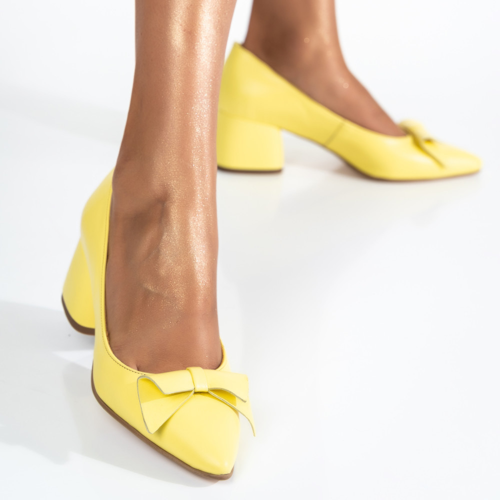 PANTOFI GALBENI PIELE NATURALA 1PC455