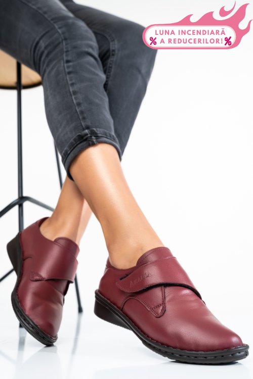 Pantofi bordo piele naturala 3pc462