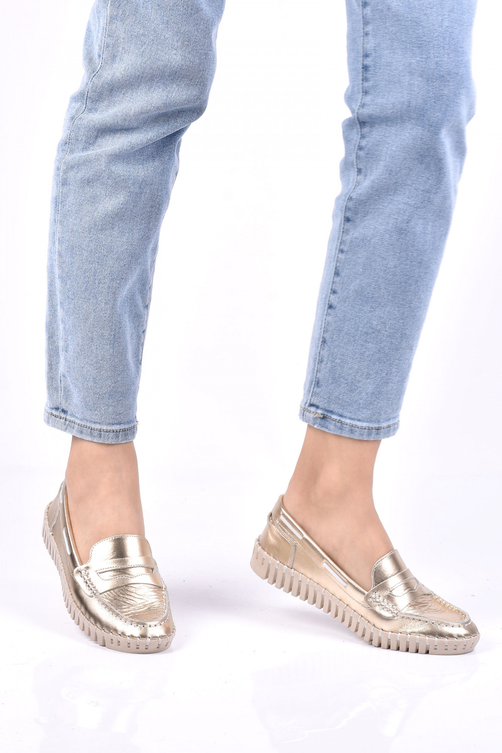 PANTOFI AURII PIELE NATURALA FELICIA