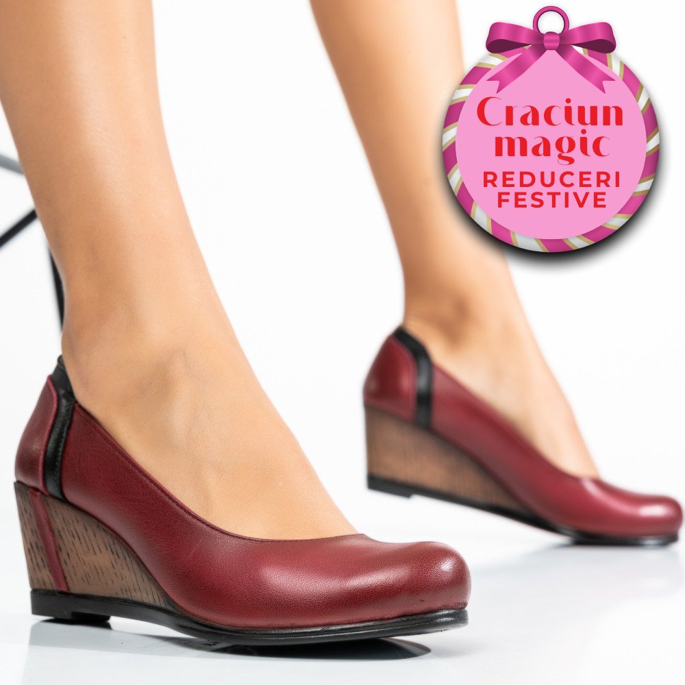 PANTOFI BORDO NEGRU PIELE NATURALA 1PC090