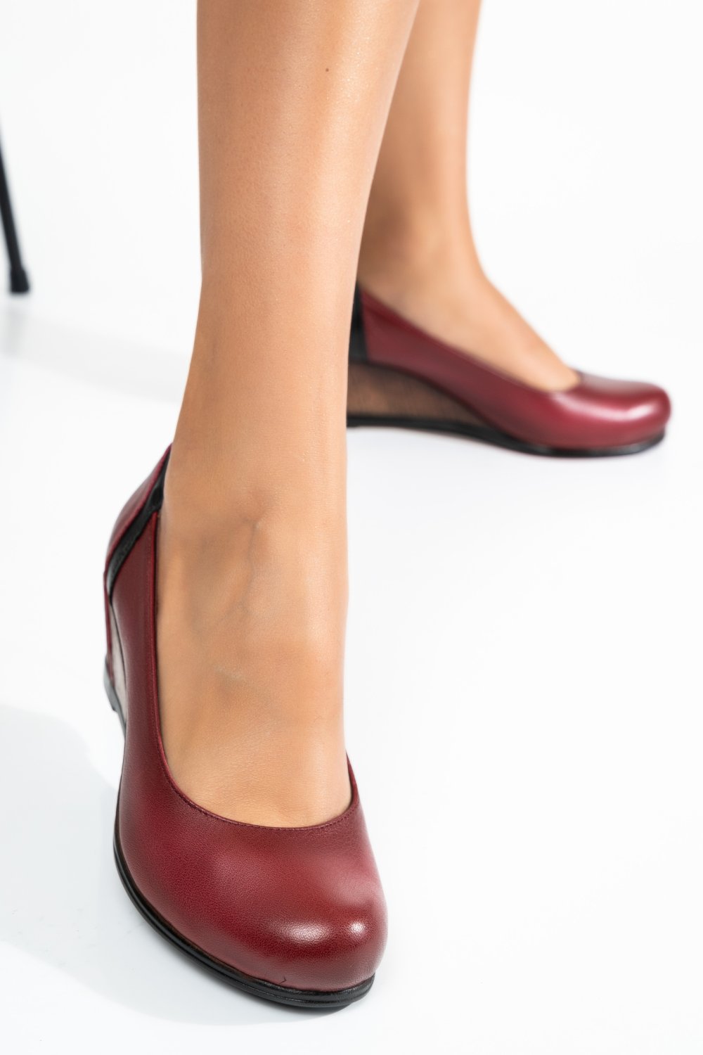 PANTOFI BORDO NEGRU PIELE NATURALA 1PC090