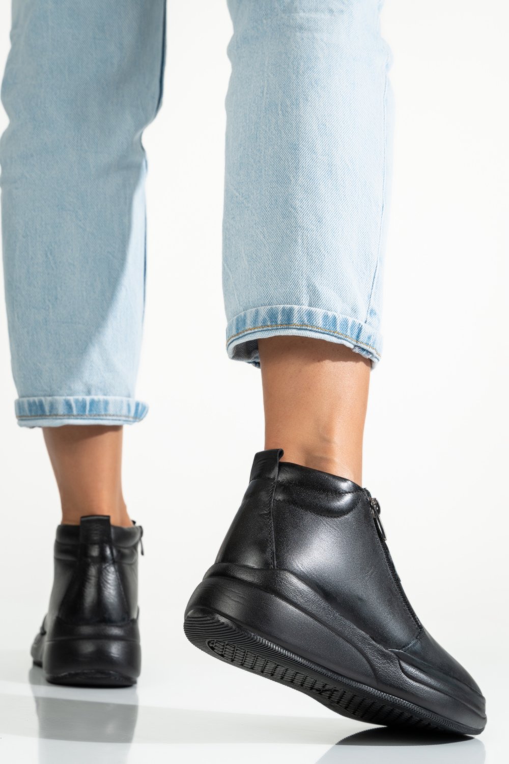 GHETE NEGRE PIELE NATURALA 1001