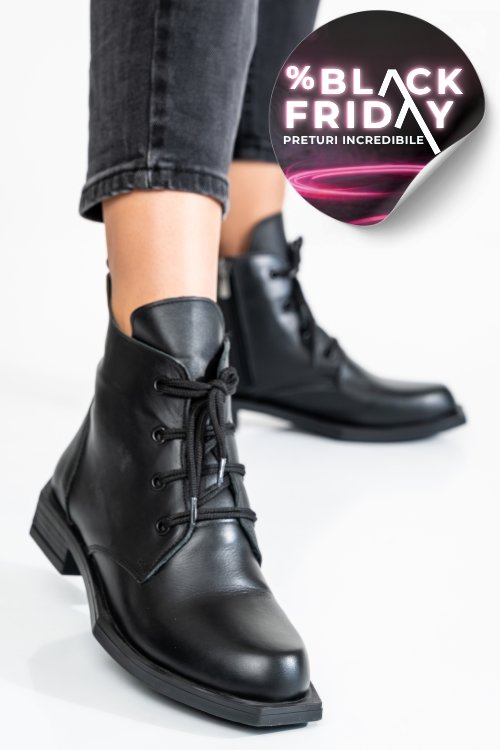 Ghete negre piele naturala 2pc042