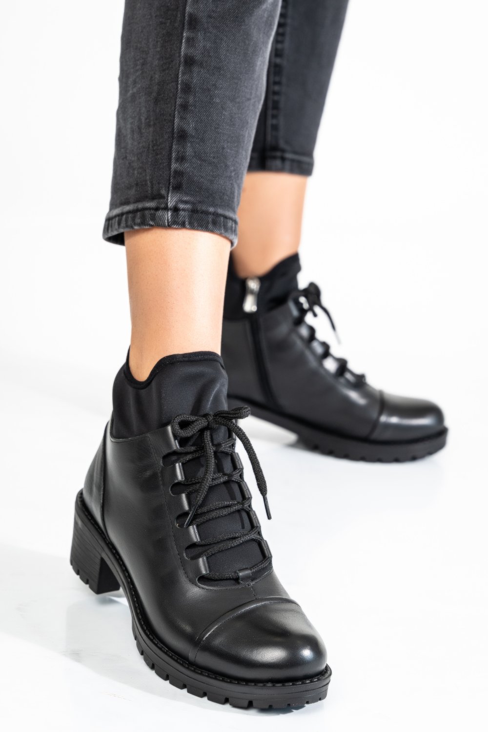 GHETE NEGRE PIELE NATURALA 0PC25