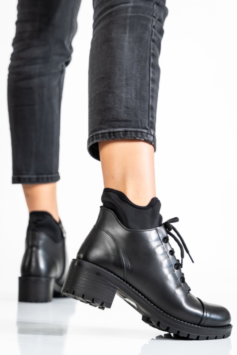 GHETE NEGRE PIELE NATURALA 0PC25